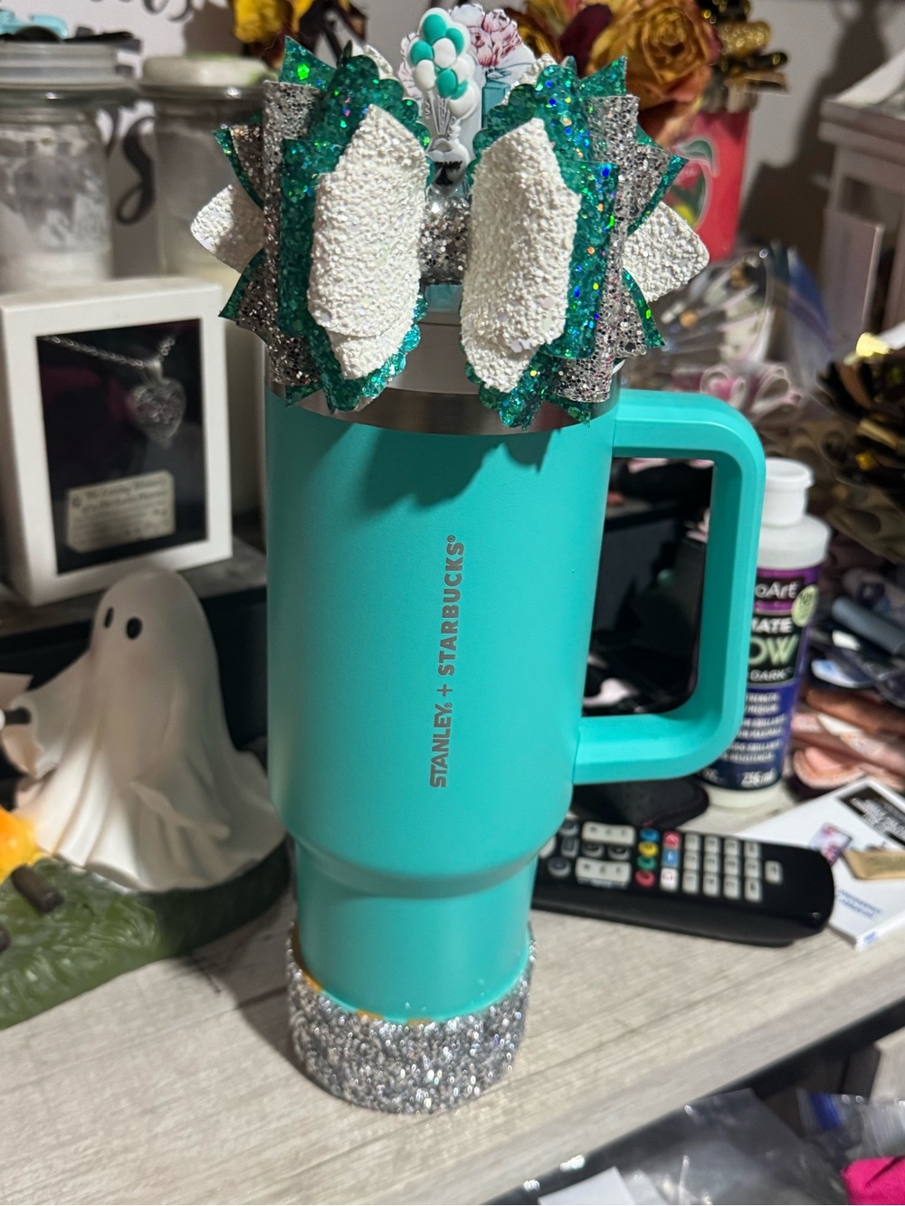 Stanley + Starbucks Tiffany with Glitter Accents fully dressed
